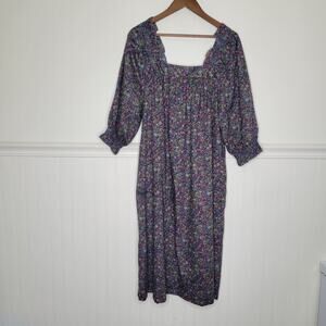 Vintage 70's Lady Like Peasant Prairie Multicolor Floral Dress Juniors 15 1/2